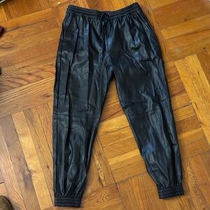 Zara Women's Faux Leather Black Joggers